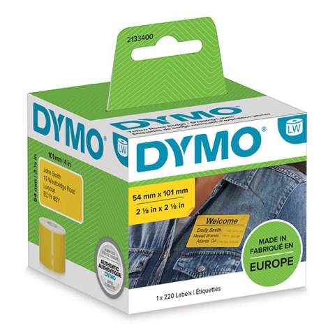 Dymo etykiety papierowe 101mm x 54mm, żółte, adresowe, 220 szt., 2133400 Dymo etykiety papierowe 101mm x 54mm, żółte, adresowe, 220 szt., 2133400
