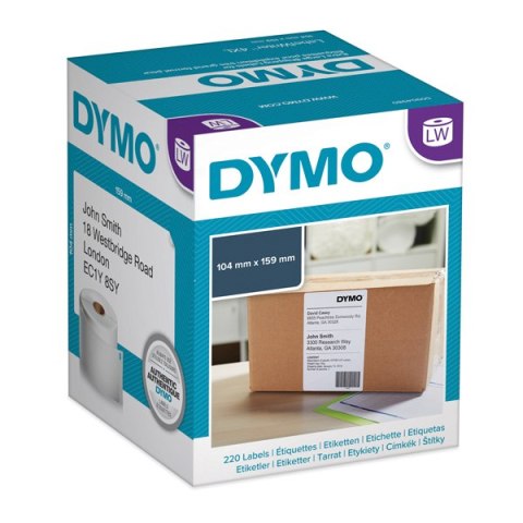 Dymo etykiety papierowe 159mm x 104mm, białe, duże, 220 szt., S0904980 Dymo etykiety papierowe 159mm x 104mm, białe, duże, 220 szt., S0904980