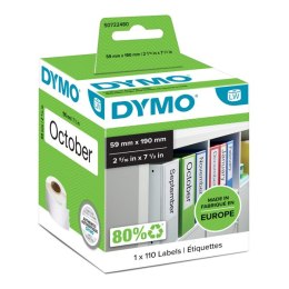 Dymo etykiety papierowe 190mm x 59mm, białe, na szerokie segregatory, 110 szt., 99019, S0722480