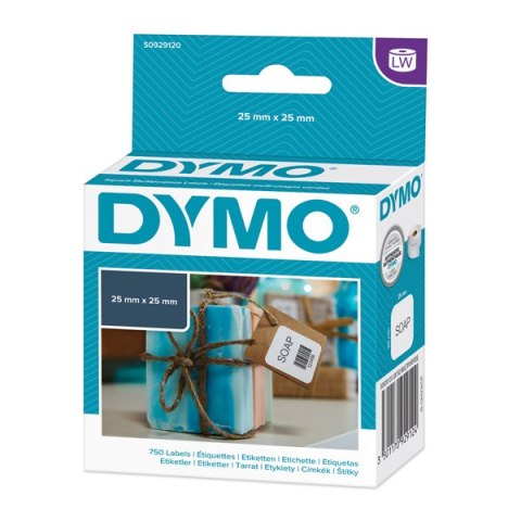 Dymo etykiety papierowe 25mm x 25mm, białe, uniwersalne, usuwalne, 750 szt., S0929120 Dymo etykiety papierowe 25mm x 25mm, białe, uniwersalne, usuwalne, 750 szt., S0929120