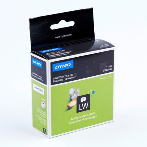 Dymo etykiety papierowe 51mm x 19mm, białe, uniwersalne, usuwalne, 500 szt., 11355, S0722550 Dymo etykiety papierowe 51mm x 19mm, białe, uniwersalne, usuwalne, 500 szt., 11355, S0722550