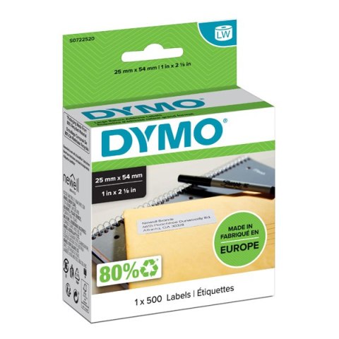 Dymo etykiety papierowe 54mm x 25mm, białe, na adres zwrotny, 500 szt., 11352, S0722520