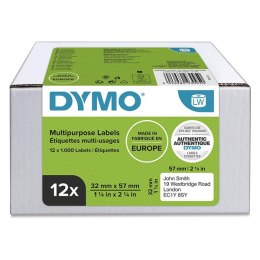 Dymo etykiety papierowe 57mm x 32mm, białe, uniwersalne, usuwalne, 12 x 1000 szt., 2093095, op. 12 rolek, cena za 1 szt