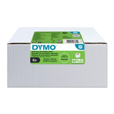 Dymo etykiety papierowe 70mm x 54mm, białe, weterynaryjne, 6x400 szt., 2187328 Dymo etykiety papierowe 70mm x 54mm, białe, weterynaryjne, 6x400 szt., 2187328
