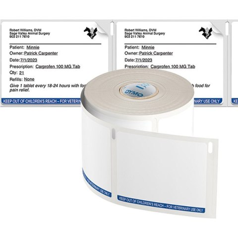 Dymo etykiety papierowe 70mm x 54mm, białe, weterynaryjne, 6x400 szt., 2187328 Dymo etykiety papierowe 70mm x 54mm, białe, weterynaryjne, 6x400 szt., 2187328