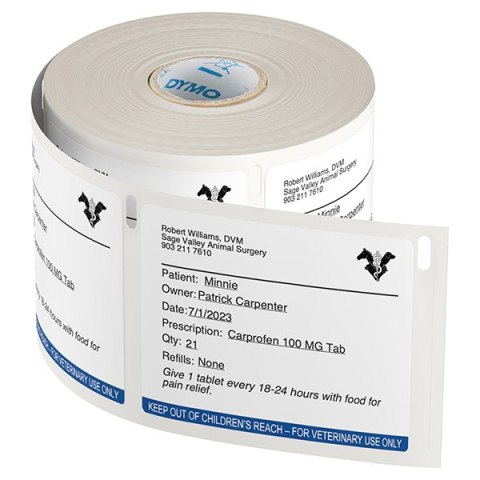 Dymo etykiety papierowe 70mm x 54mm, białe, weterynaryjne, 6x400 szt., 2187328 Dymo etykiety papierowe 70mm x 54mm, białe, weterynaryjne, 6x400 szt., 2187328