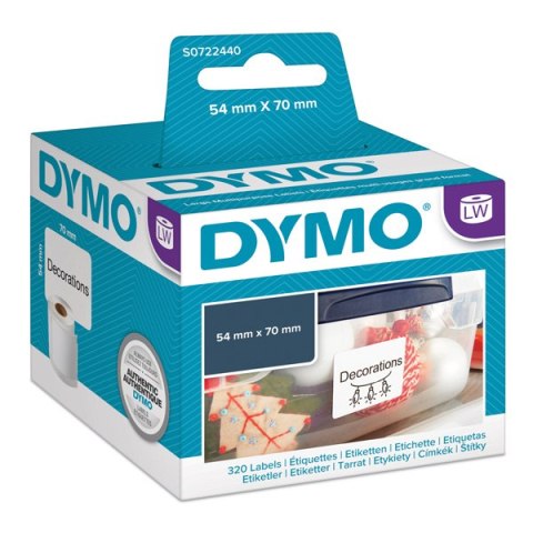 Dymo etykiety papierowe 70mm x 54mm, białe, wielofunkcyjne, 320 szt., 99015, S0722440 Dymo etykiety papierowe 70mm x 54mm, białe, wielofunkcyjne, 320 szt., 99015, S0722440