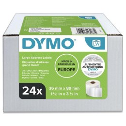 Dymo etykiety papierowe 89mm x 36mm, białe, duże, 24 x 260 szt., S0722390