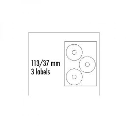 Logo etykiety na CD 113/37mm, A4, matowe, białe, 3 etykiety, 140g/m2, pakowane po 10 szt., do drukarek atramentowych i laserowyc