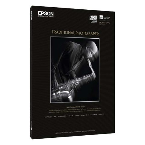 Epson 610/0.914/Traditional Photo Paper, 35.984", 25-pack, C13S045053, 330 g/m2, papier, 610mmx914mm, biały, do drukarek atramen Epson 610/0.914/Traditional Photo Paper, 35.984", 25-pack, C13S045053, 330 g/m2, papier, 610mmx914mm, biały, do drukarek atramen
