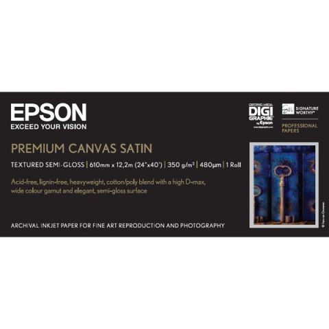Epson 610/12.2/Paper Roll PremierArt Water Resistant Canvas Roll, wodoodporny, 24", C13S041847, 350 g/m2, papier, 610mmx12.2m, b