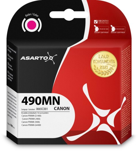 Tusz Asarto do Canon 490MN | 0665C001 | 70ml | magenta Asarto