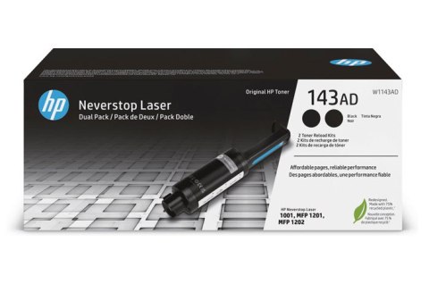 Oryginalny Toner Czarny HP Neverstop Laser 1001, 1201 MFP, 1202 MFP (143A W1143AD) (DWUPAK), kompatybilne z W1143A